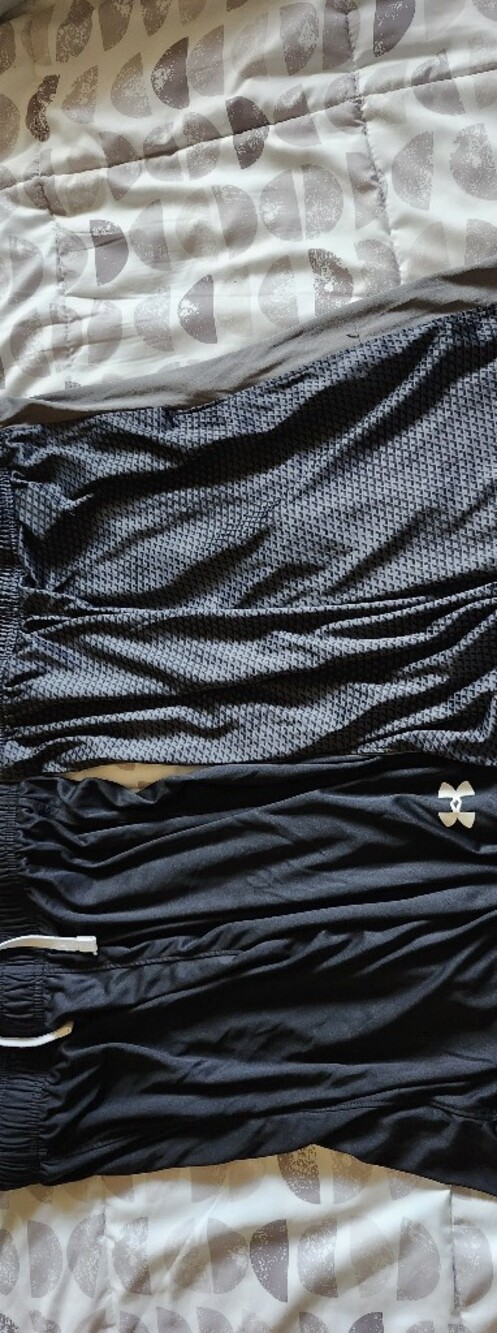 2pr Youth Large, Under Armour Black Athletic Shorts with Subtle Texture
